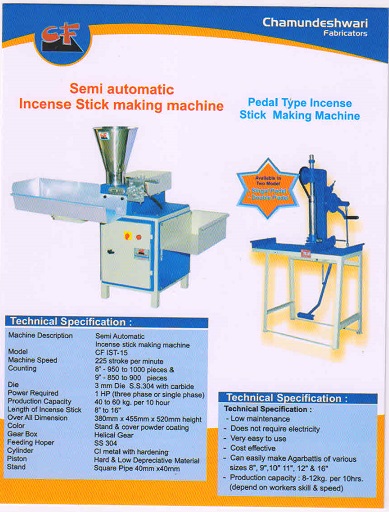 Semi Automatic & Pedal Agarbatti Making Machine